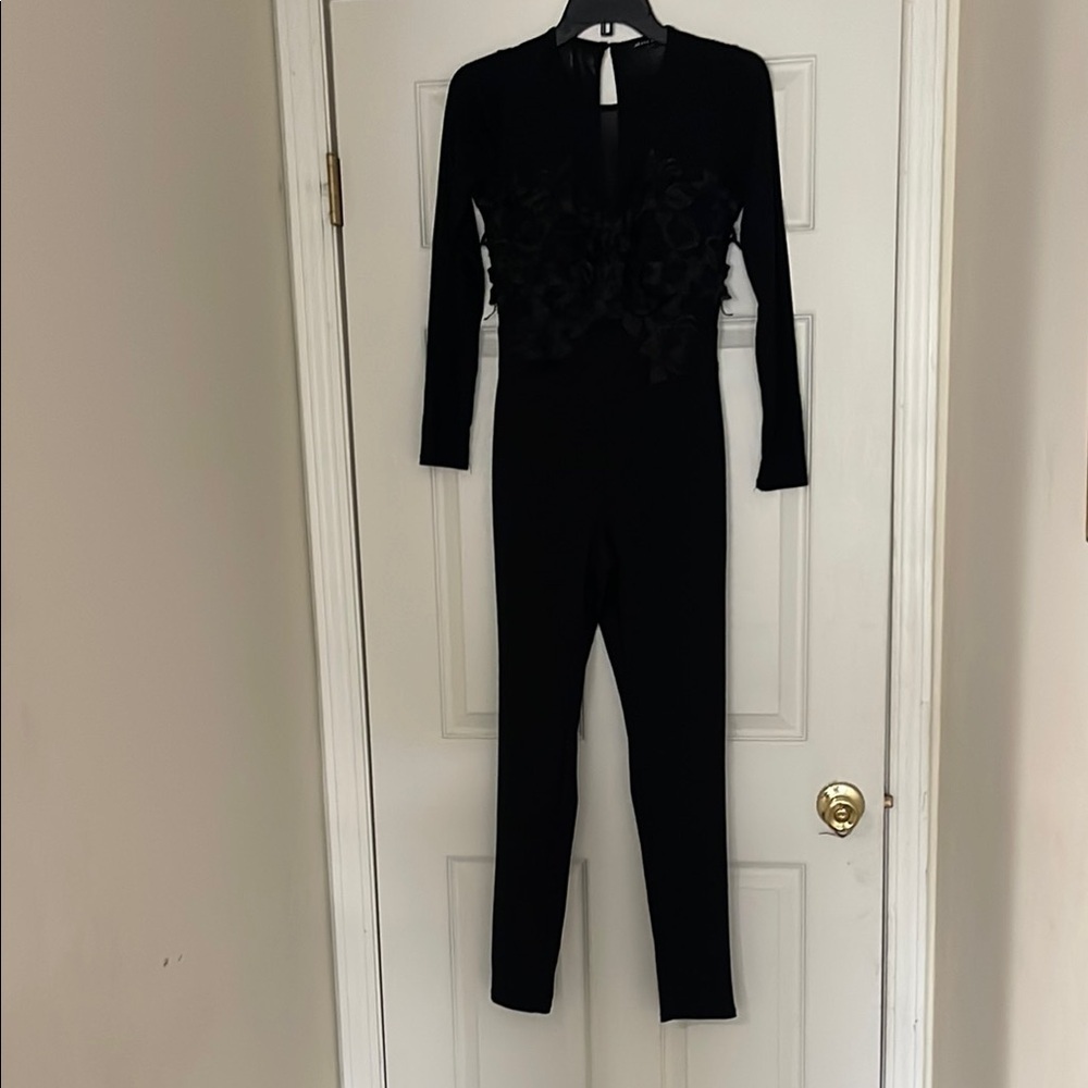 Haute Monde - Elegant Lacy Black Jumpsuit -size S